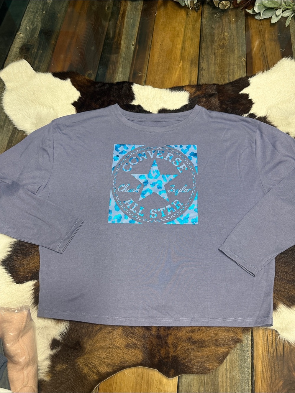 Converse Purple Long Sleeve Tee with Blue Graphic